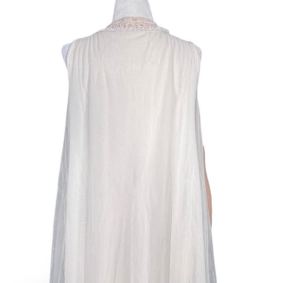 Vintage 70s Sheer White Lace Trim Maxi Nightgown Made In USA Eternal Romantic - Picture 7 of 12